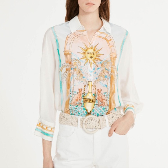 Claudie Pierlot Tops - CLAUDIE PIERLOT Paris Silk Printed Shirt